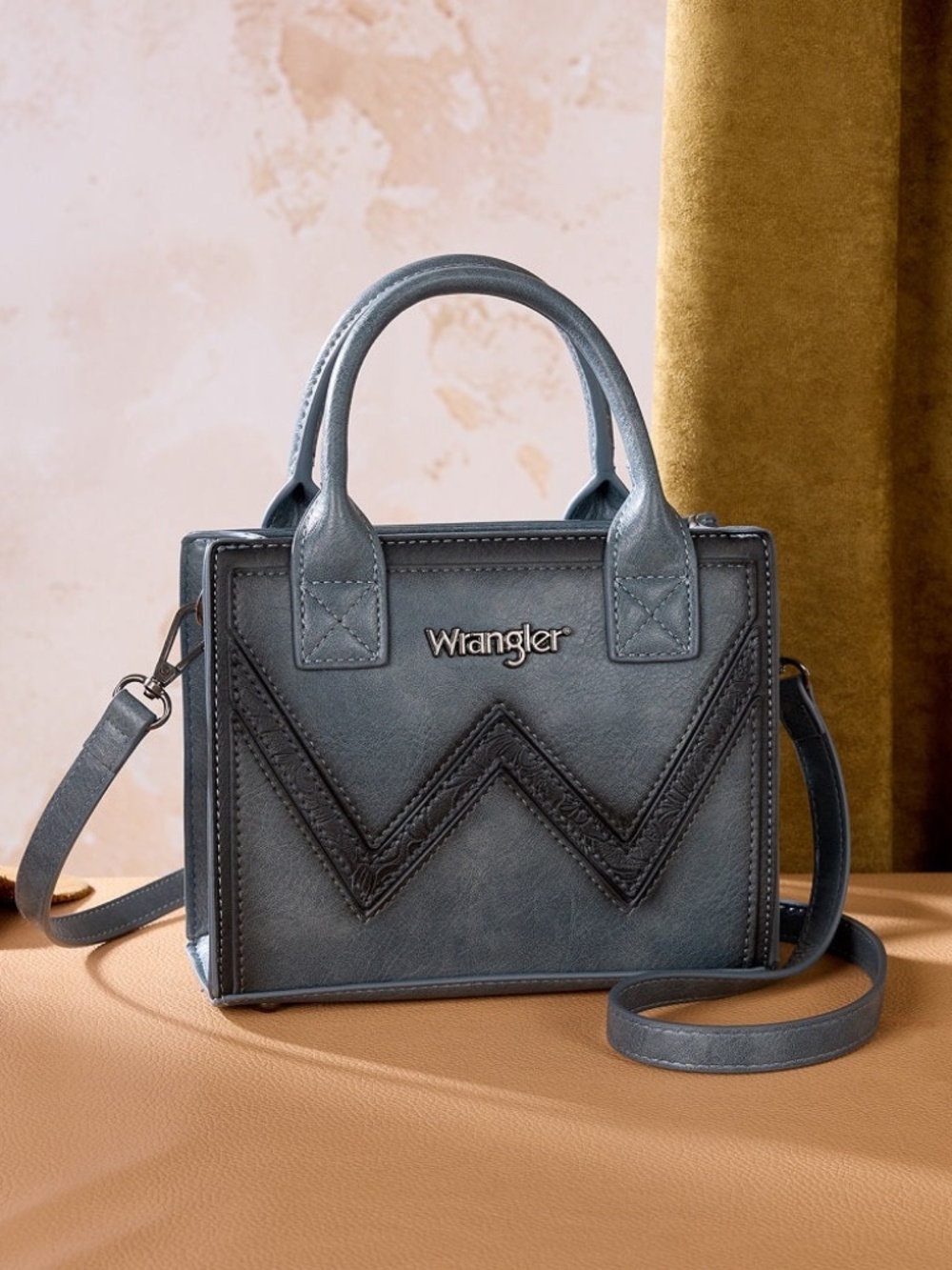 Wrangler Chevron Stitch Tote Crossbody Bag - Jean